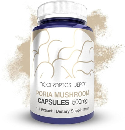 Nootropics Depot Poria Mushroom Capsules | 500mg | 60 Count | Wolfiporia extensa
