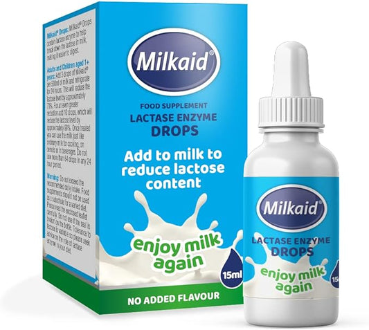 Milkaid Lactase Enzyme Drops for Lactose Intolerance | Prevents Gas, Bloating & Diarrhea | Fast Acting Dairy Digestive Supplement | Gluten Free & Vegetarian | No Artificial Flavor | 0.5 Fl Oz (1)