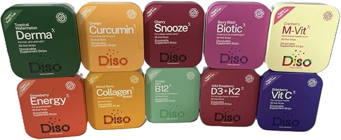 DISO - M-VIT - Multivitamin Dissolvable Oral Supplement Strips (melt in Your Mouth), Cranberry Flavor, Vegan, Sugar Free, High Absorption, Gluten Free, Individually Wrapped, 30 Count