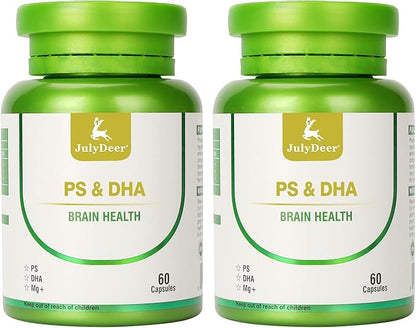 2 Bottles Magnesium L-threonate -100mg, DHA-100mg, Phosphatidylserine-40mg, Magnesium Complex Supplements for The Elderly Kids Brain Health and Cognitive Support Improve Brain - 120 Capsules