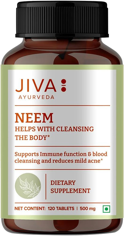 Ayurveda Neem Tablets 100% Natural Ayurvedic Herbal Supplement Veg Tablets - 120 Tablets (Pack of 2)