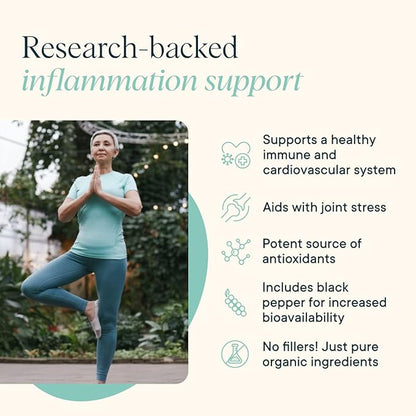 Ora Organic Turmeric Curcumin with Piperine - Pure Extracts for Joint Stress and Cardiovascular Health, Support Healthy Cognitive Function, No Filler Ingredients - 90 Vegan Tablets, 1 Month Supply