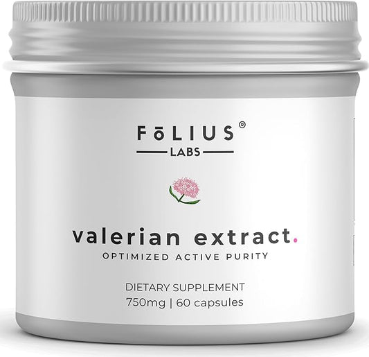 Valerian Root 4:1 Extract Capsules 750mg – Optimized Active Purity – 4X Concentration Valerian Root Extract Supplement - Gluten Free, Non-GMO – Promotes Relaxation - 60 Capsules