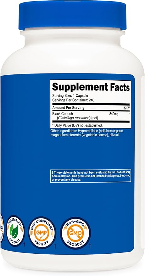 Nutricost Black Cohosh 540mg, 240 Capsules - Non-GMO, Gluten Free