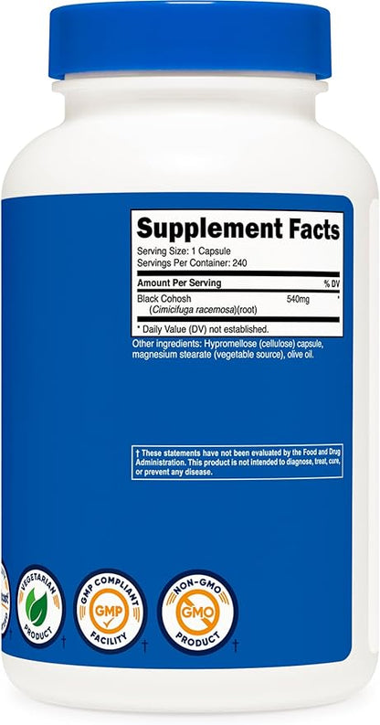 Nutricost Black Cohosh 540mg, 240 Capsules - Non-GMO, Gluten Free