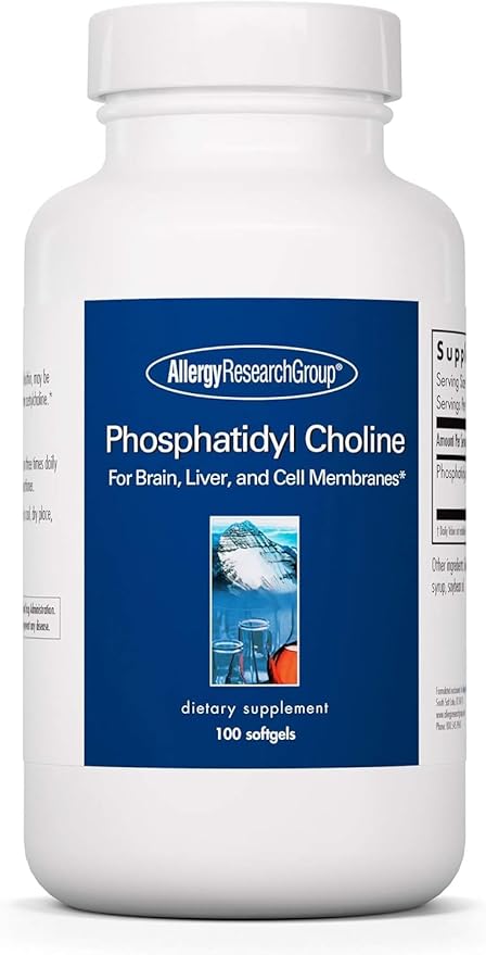 Allergy Research Group Phosphatidyl Choline - Phosphatidyl Supplements for Brain and Liver Health, Soy Lecithin Extract, 385mg Per Capsule - 100 Softgels