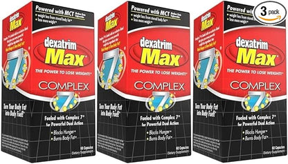 Dexatrim Max Complex-7 | Lose Weight & Burn Fat w/Seven Healthy Ingredients Designed to Boost Energy & Reduce Hunger, Packed by Ilios, 60 Capsules, 3 Pack