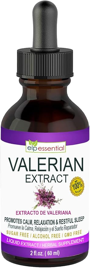ELP ESSENTIAL Valerian Root Extract Drops | 2 fl oz | Sugar Free, Alcohol Free, Non- GMO Gluten Free Liquid