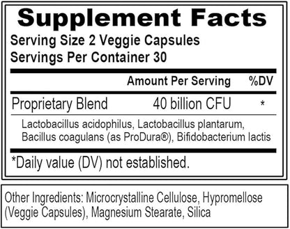 Evlution Nutrition Probiotic - 40 Billion CFU - Supports Digestive + Immune Health - Probiotic Supplement for Men & Women - Vegetarian, Gluten Free & Non-GMO - 30 Servings - 60 Veggie Capsules