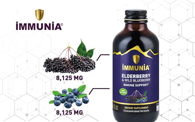 Immunia Elderberry & Wild Blueberry Concentrate. Strengthen Your Immune System Naturally. Delicious Taste. 24-Day Supply. (1-Pack)