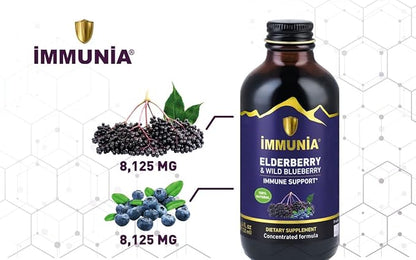 Immunia Elderberry & Wild Blueberry Concentrate. Strengthen Your Immune System Naturally. Delicious Taste. 24-Day Supply. (1-Pack)