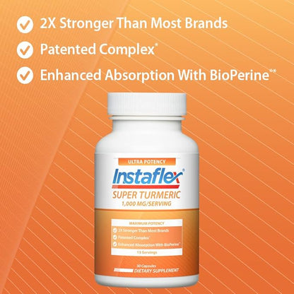 Instaflex Super Turmeric - 1000mg Turmeric Curcumin with BioPerine, Black Pepper Extract, 95% Curcuminoids, 30 Count