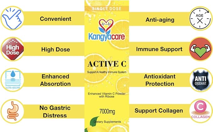 Kangyacare] Active C -20 Packets -Single Dose -7000mg -Extra High Potency Vitamin C Powder -Immune Support & Antioxidant Protection -Enhanced Absorption, Neutral pH