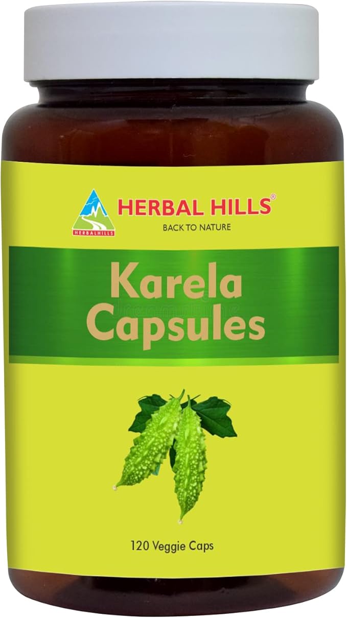 HERBAL HILLS Alfalfa Leaf Powder and Karela Capsule Pack of 2 Combo