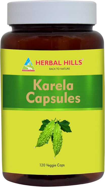 HERBAL HILLS Alfalfa Leaf Powder and Karela Capsule Pack of 2 Combo