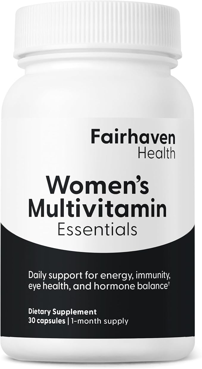 Fairhaven Health Womens Multivitamin Essentials | Once Daily Multivitamin for Women Support for Energy, Immune Health, Eye Health, Hormone Balance | Gluten, Dairy, Soy Free | Vegan | 30 Capsules