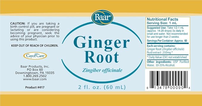 Baar Ginger Root, Fluid Extract