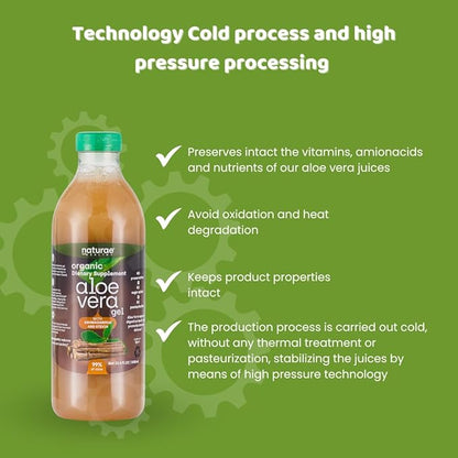 Naturae Healthy Organic Aloe Vera juice with Ashwagandha & Stevia -Cold processed- Fresh Aloe Vera leaves- 33.81 Fl Oz