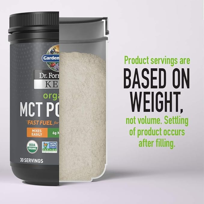 Garden of Life Dr. Formulated Keto Organic MCT Powder - 30 Servings, 6g MCTs from Coconuts Plus Prebiotic Fiber & Probiotics, Certified Organic, Non-GMO, Vegan, Gluten Free, Ketogenic