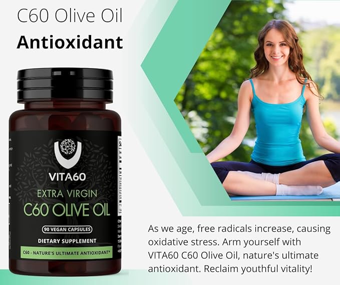 C60 Oil Capsules | Age-Defying Vitality and Antioxidant Support | 99.99% Pure Solvent Free C60 | Organic Oil | Vegan Friendly | Superior Customer Service (Olive Oil)