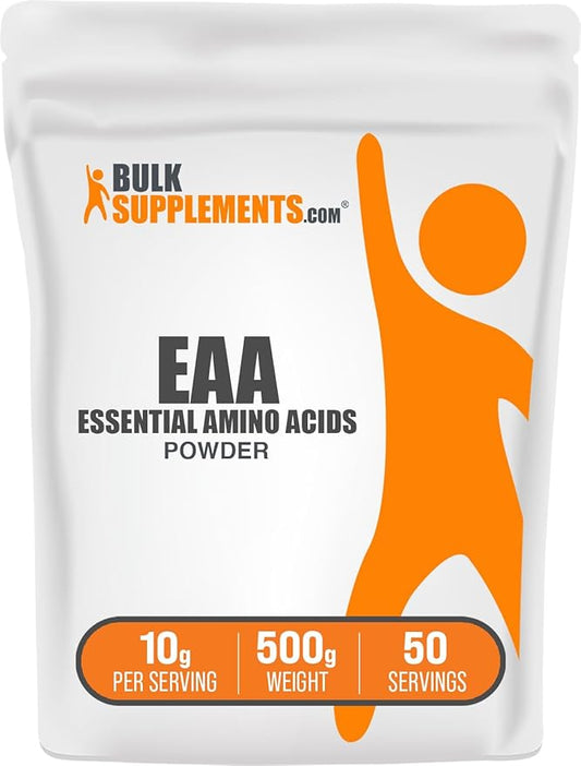 BulkSupplements.com Essential Amino Acids Powder - Essential Amino Acids Supplement, EAA Powder - Unflavored & Gluten Free, 10g per Serving, 500g (1.1 lbs) (Pack of 1)