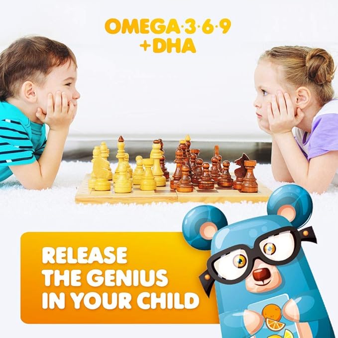 Omega 3 DHA Gummies and Vitamin D Gummies for Kids & Adults - No Fish Oil and Gluten Free Immune Health Plant Based Fiber Chewable