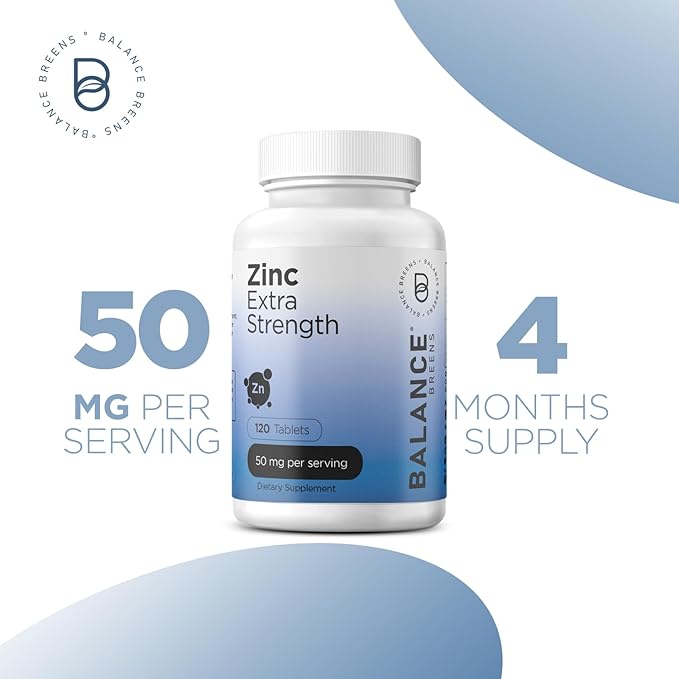 Zinc 50mg, 120 Vegetarian Tablets - Immune Support, Promotes Skin Health & Wound Healing, Extra Strength, Ultra-Absorbable