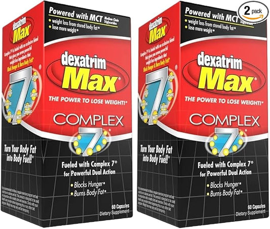 ILIOS Dexatrim Max Complex-7 | Lose Weight & Burn Fat w/Seven Healthy Ingredients Designed to Boost Energy & Reduce Hunger, Packed, 60 Capsules, 2 Pack Packaging