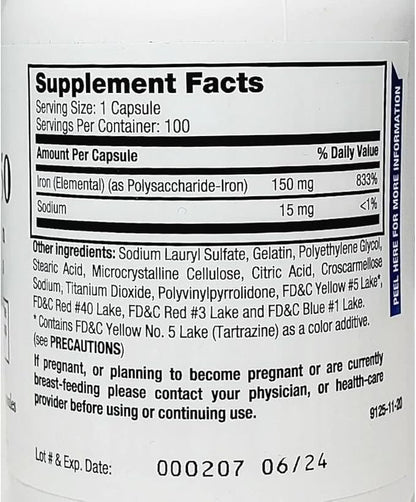 Breckenridge Ferrex 150 Polysaccharide Iron Complex Caps 100ct *Non Blister* by "Breckenridge Pharmaceutical, Inc."