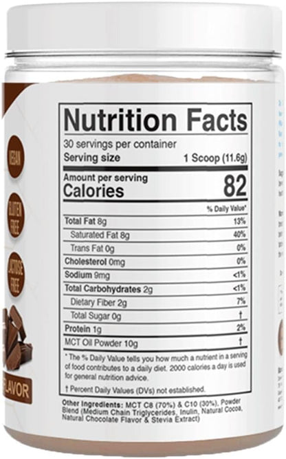 Divine Health Dr. Colbert's Keto Zone MCT Oil Powder | Dutch Chocolate Flavor | 70% C8 | 30% C10 | All Natural Keto Approved for Ketosis | 0 Net Carbs | Gluten Free | 30 Day Supply | 348g |