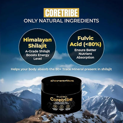 CORETRIBE® Royal's People Choice Pure Himalayan Organic Shilajit Resin, Complex for Energy, Strength & Immunity, for Men & Women with True Gold Content, 30 Grams