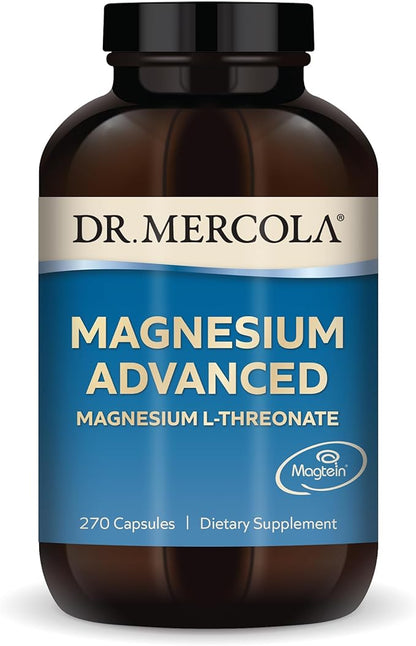 Dr. Mercola Magnesium Advanced - Supports Bone, Joint & Brain Health - Contributes to More Restful Sleep - Non-GMO, Gluten-Free & Soy-Free - 270 Capsules (90 Servings)