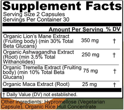 Peak + Valley Nootropic Brain Support Supplement for Memory & Focus with Lion's Mane Mushroom & Ashwagandha - 60 Ct Adaptogen Capsules - Adults/Seniors - Cognitive, Brain Fog, Energy Formula