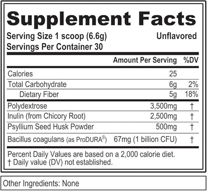 Evlution Nutrition FiberMode - Fiber + Probiotic Powder - Digestive Health & Immune Support - 1bil CFU Probiotics + 5g Fiber - Gluten Free & Vegan - Unflavored - Dietary Supplement - 30 Servings
