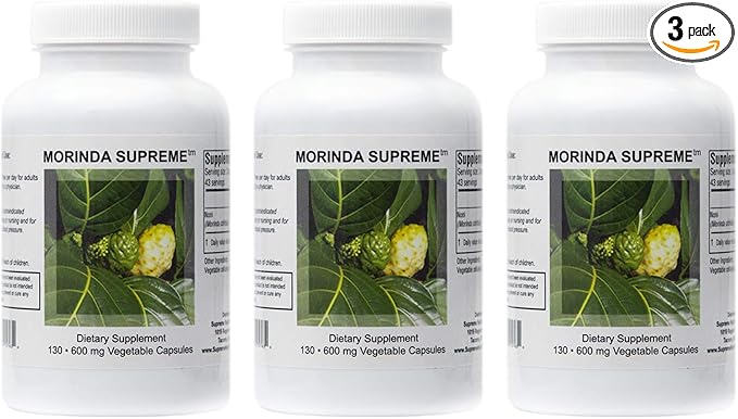Supreme Nutrition Morinda Supreme, 130 Whole Noni Fruit Vegetarian Capsules | 3 Pack