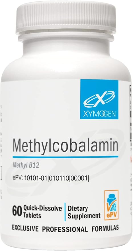 XYMOGEN Methylcobalamin 5,000 mcg - Vitamin B12 Supplement in Small, Pleasant-Tasting Tablets - Supports Healthy Methylation, Neurological Health, a Healthy Immune System (60 Tablets)