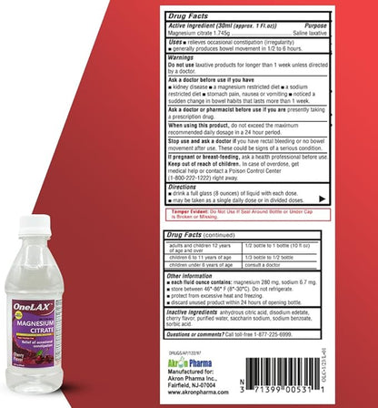 Magnesium Citrate | Cherry Flavour | 4PACK | 10fl.oz | Relief of Occasional Constipation