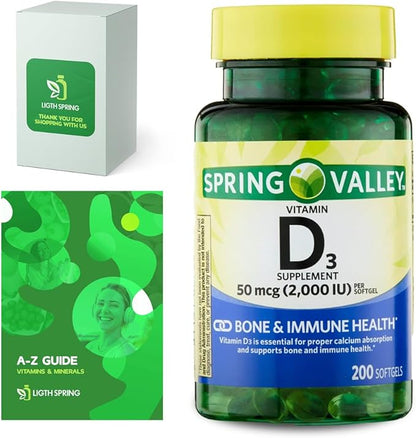 Spring Valley Vitamin D3 1000 IU Softgels, 100 Count