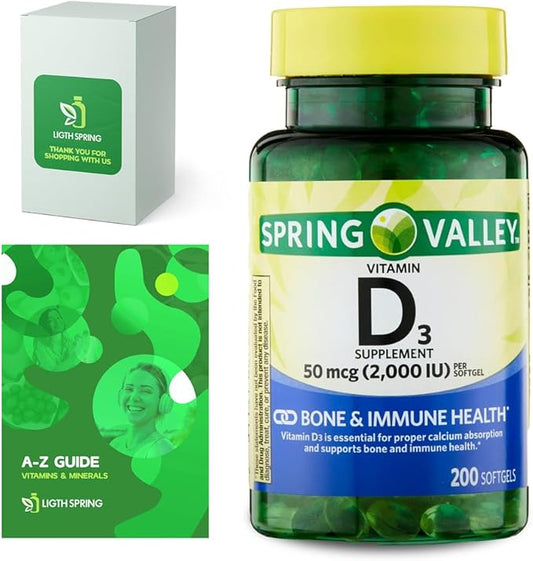 Spring Valley Vitamin D3 1000 IU Softgels, 100 Count