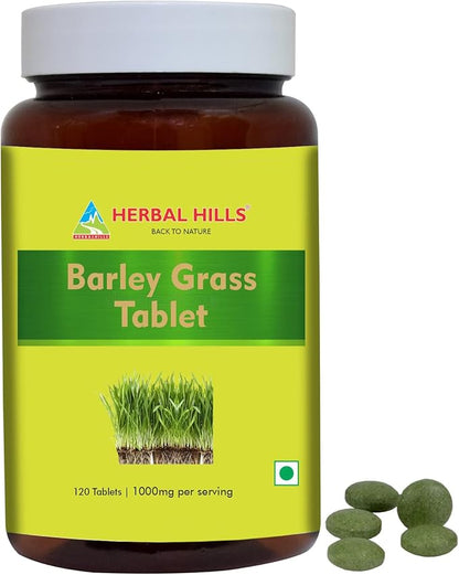 HERBAL HILLS Alfalfa Leaf Powder and Barley Grass Tablets Pack of 2 Combo