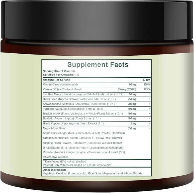 New Sea Moss Gummies - 6000 MG 16-in-1 Formula, Vegan, 30 Gummies - Support Digestion, Enhance Daily Wellnes