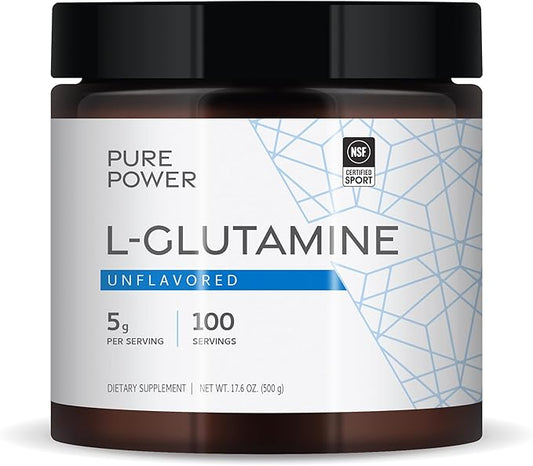 Pure Power L-Glutamine, Unflavored, 17.6 oz (500 g), 100 Servings (1 Jar), 5 g Per Serving, Non-GMO, NSF Certified for Sport, Dr. Mercola