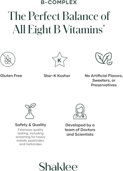 Shaklee - B-Complex- The Ultimate Energy Boost with Patented Bioactivated Absorption System™ - B Vitamins for Enhanced Well-Being - Supports Energy, Cardiovascular, and Brain Health - 240 Tablets