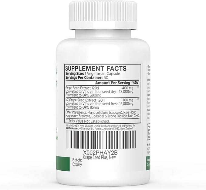 Grape Seed Extract 500 mg with 93% Polyphenols - 120:1 60,000mg Strength, 60 Capsules - 2 Months Supply - GMO & Gluten Free - Polyphenols Extracts