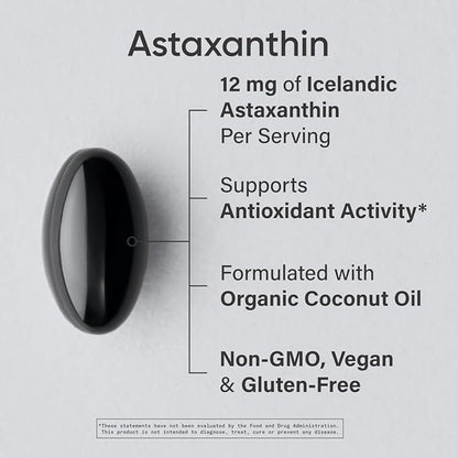 Sports Research Vegan Icelandic Astaxanthin 12mg with Organic Coconut Oil | Vegan Certified & Non-GMO Project Verified Dietary Supplement - 60 Veggie Softgels (2 Month Supply)