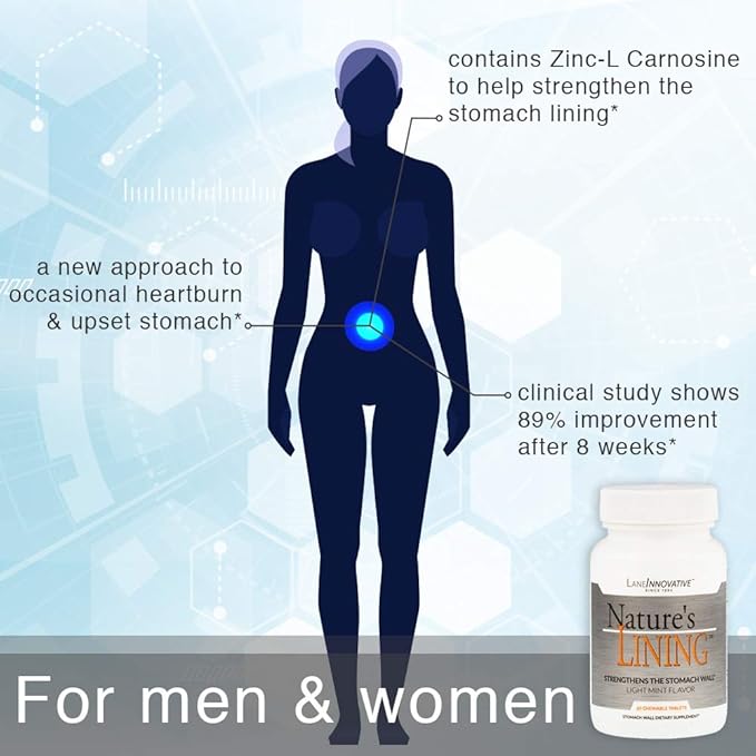 Lane Innovative - Nature's Lining, Chewable Tablets, Helps Protect Stomach Wall, Long Lasting Relief, Supports Digestive Balance* (60 Servings)