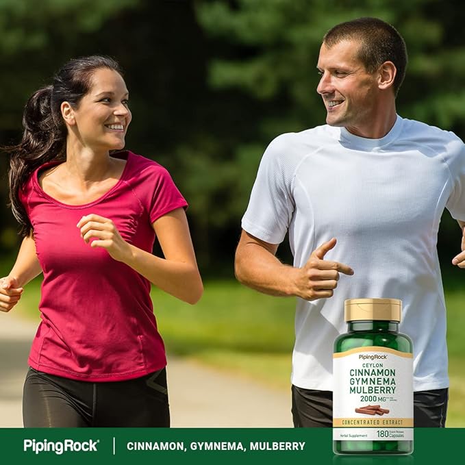Piping Rock Ceylon Cinnamon Gymnema Mulberry Complex | 2000mg | 180 Capsules | Herbal Supplement | Concentrated Extract | Non-GMO, Gluten Free
