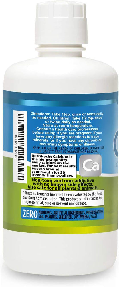 NutriNoche Liquid Calcium Supplement - 99.99% Ultra Pure Crystalline Nano Calcium for Women, Men & Children - Calcium Citrate Alternative - Absorbed at a Cellular Level Sublingually - 30 ppm