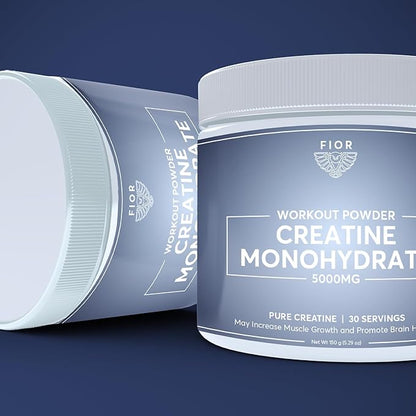 FIOR Pure Creatine Monohydrate Powder - Micronized Creatine for Men & Women, Pure Non-GMO, Vegan & Gluten Free Creatine Powder, 5 Grams per Serving, 60 Servings