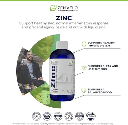 Liquid Ionic Zinc | 3 Month Supply | Encourage Clear Skin | Sustained Energy | Natural Inflammatory Support